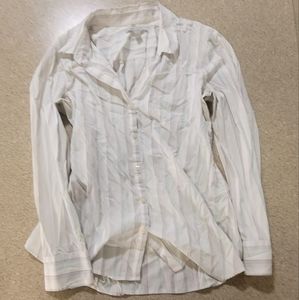 OLD NAVY white striped button down shirt XXL